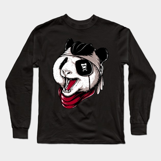 Panda Pirate Long Sleeve T-Shirt by quilimo